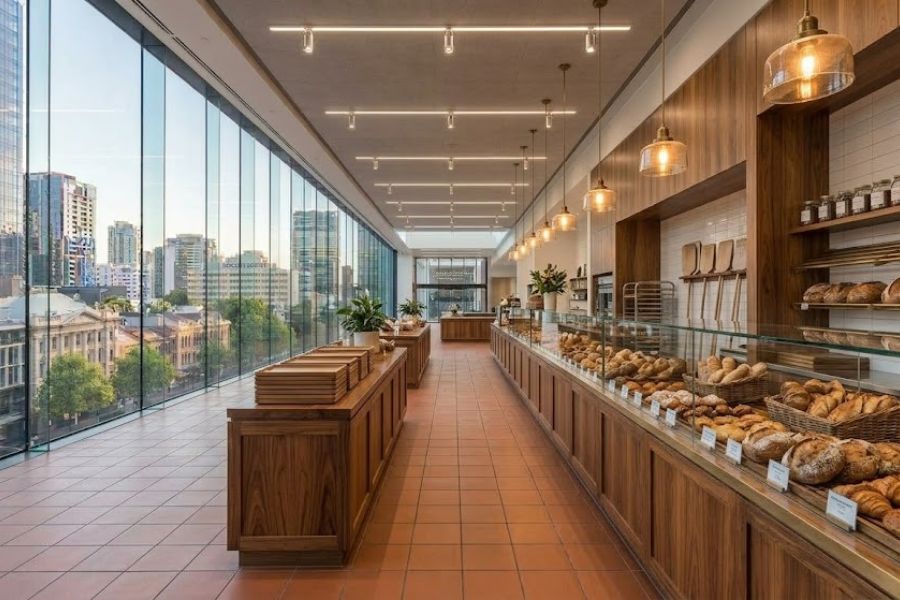 Bakery display cleaned Melbourne